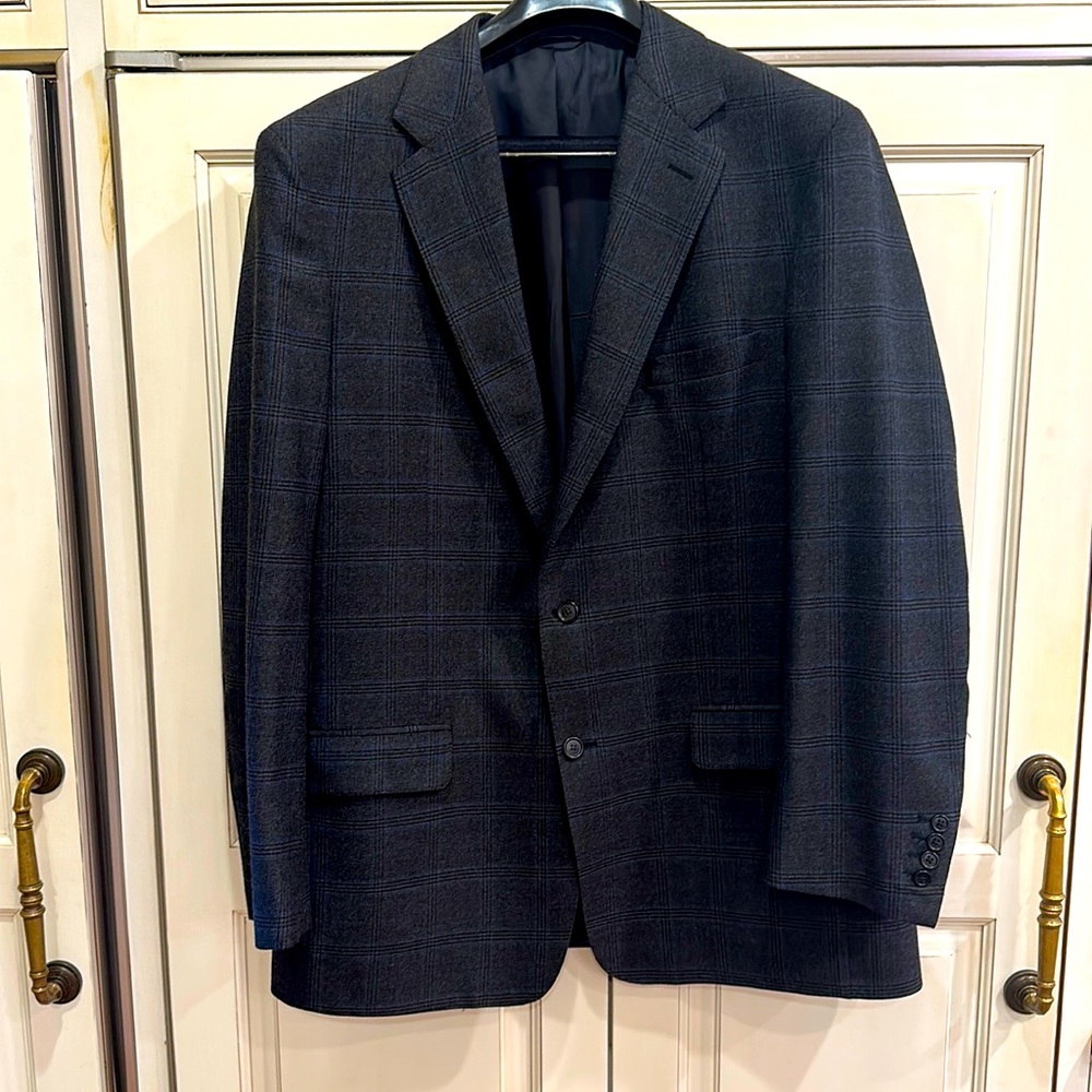 CUSTOM MADE MENS DESIGNER WOOL TWO BUTTON GRAY, BLUE, TAN AND BLACK SPORTCOAT